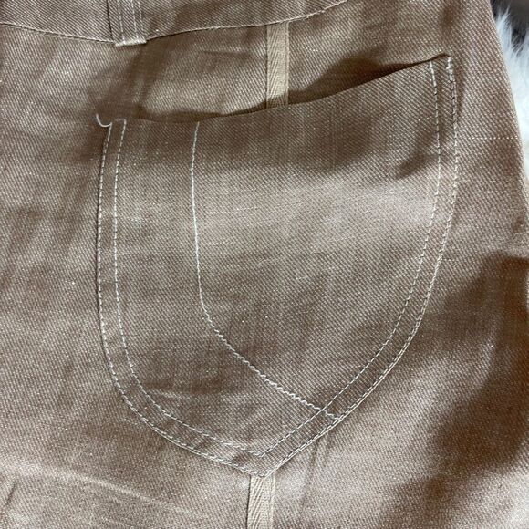 Ronen Chen Tan Linen Wide Leg Pants Sz 4 - Picture 11 of 13